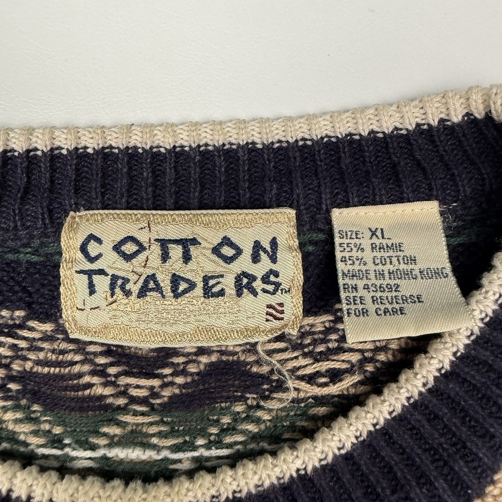 Vintage Cotton Traders Sweater Mens XL Multicolor Fair Isle Pullover Hong Kong - Picture 2 of 6